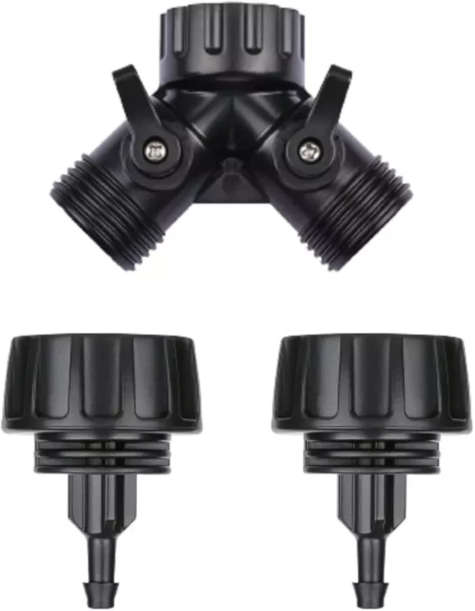 1/4 Inch Drip Irrigation Tubing Fitting to Faucet Adapter Connector, 2 Way Y Splitter for 3/4" Inch Garden Hose to 1/4 Inch Drip Irrigation Hose
