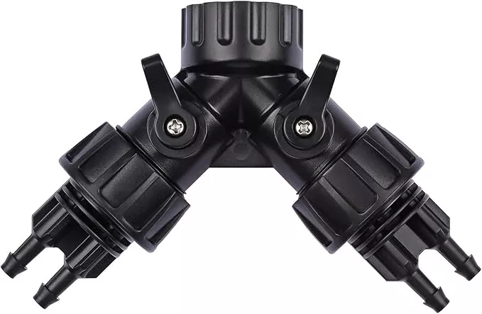 1/4 Inch Drip Irrigation Tubing to Faucet Adapter Connector, 2 Way Y Splitter for 3/4" Inch Garden Hose to 1/4 Inch Drip Irrigation Hose