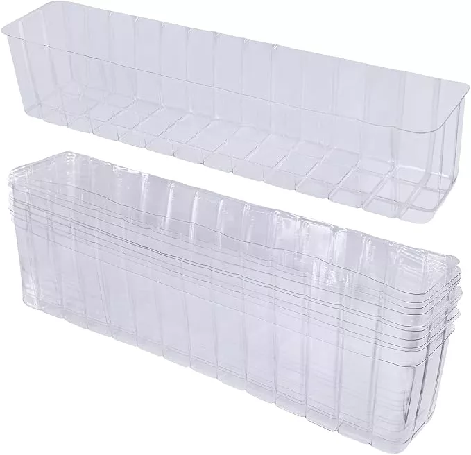 10 Pcs Plastic Planter Liners Clear Rectangular Plastic Liners for Flower Box Planter Window Box Planter 16.2" L x 3" W x 3.5" H for Indoor Outdoor Flower Arrangement Succulent Garden Windowsill Decor