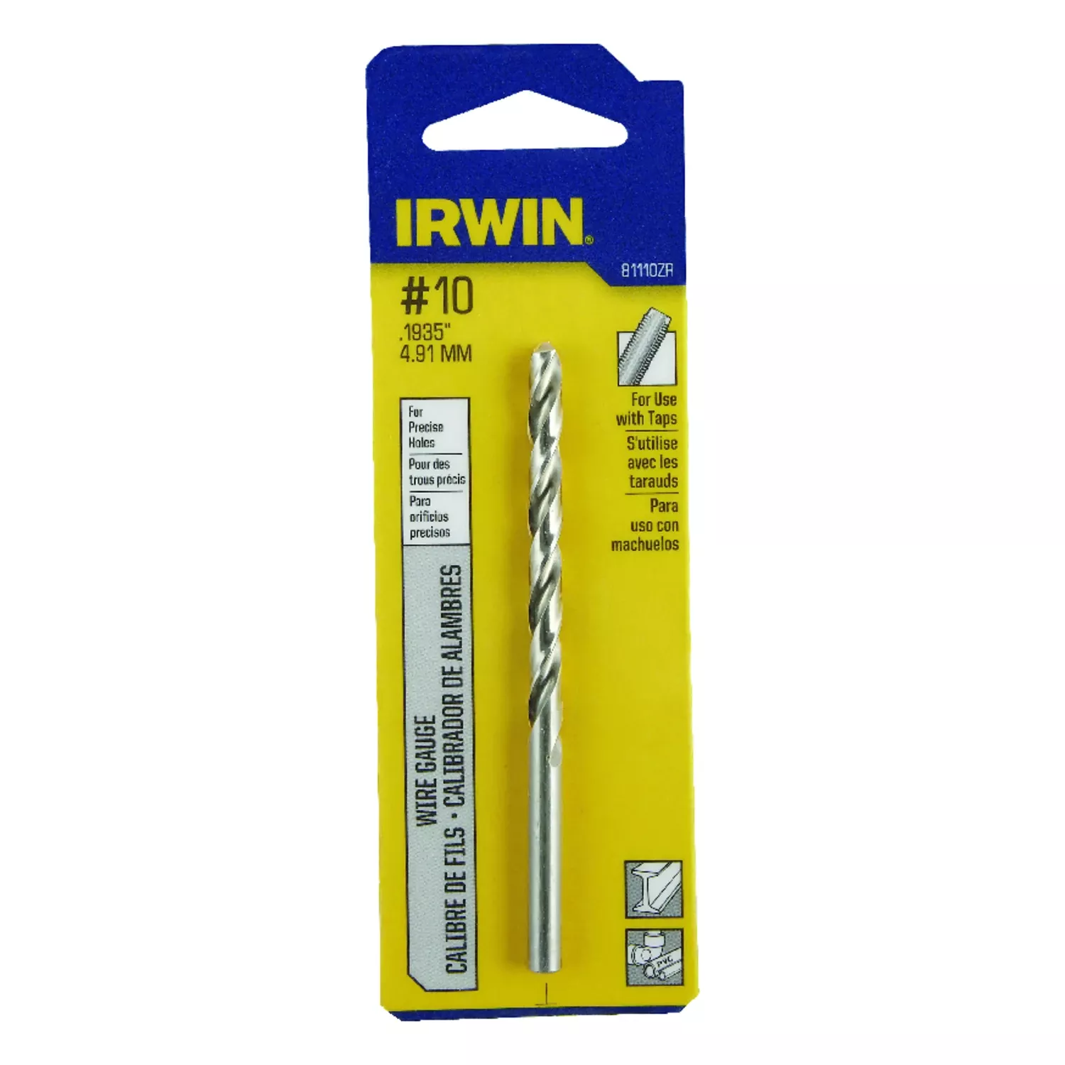 #10 X 3-5/8 In. L High Speed Steel Jobber Length Wire Gauge Bit 1 Pk
