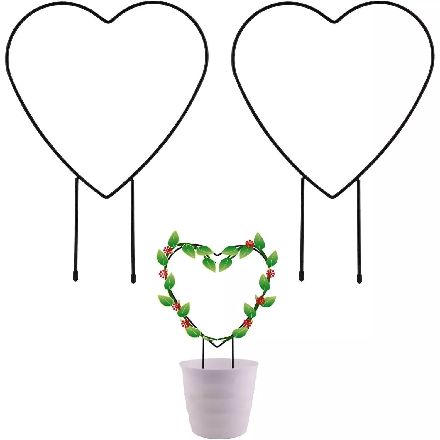2-Pack: Heart-Shaped Plant Support Stake