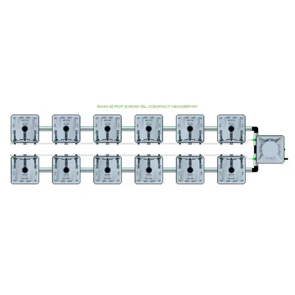 Alien Hydroponics RAIN System - 12 Pot 2 Row Kit