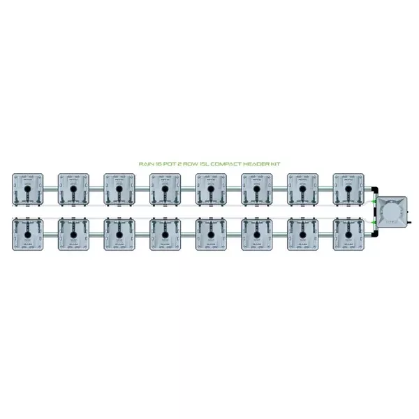 Alien Hydroponics RAIN System - 16 Pot 2 Row Kit
