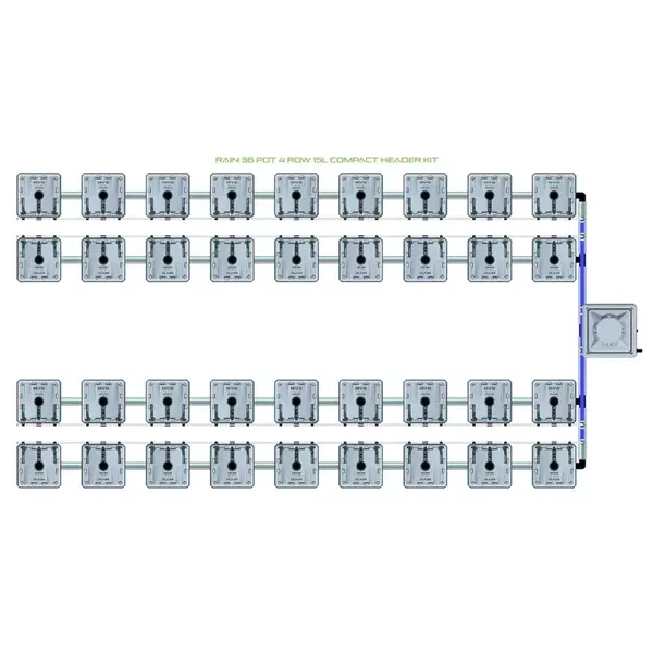 Alien Hydroponics RAIN System - 36 Pot 4 Row Kit
