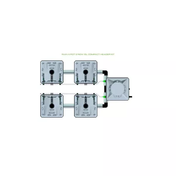 Alien Hydroponics RAIN System - 4 Pot 2 Row Kit