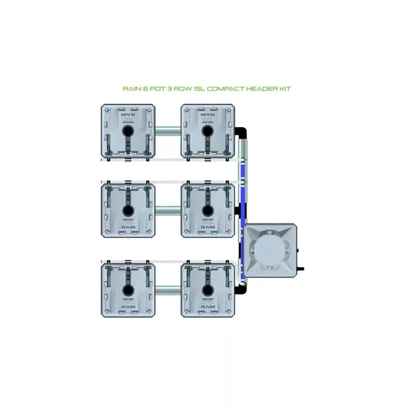 Alien Hydroponics RAIN System - 6 Pot 3 Row Kit