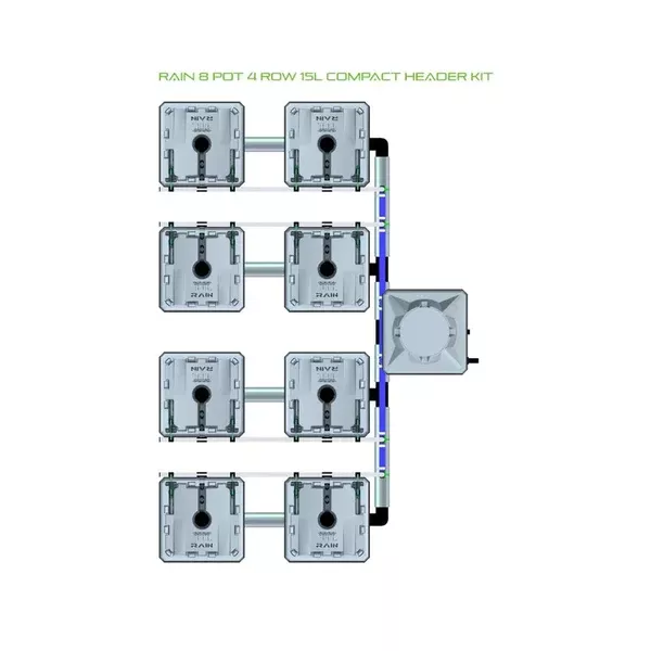 Alien Hydroponics RAIN System - 8 Pot 4 Row Kit