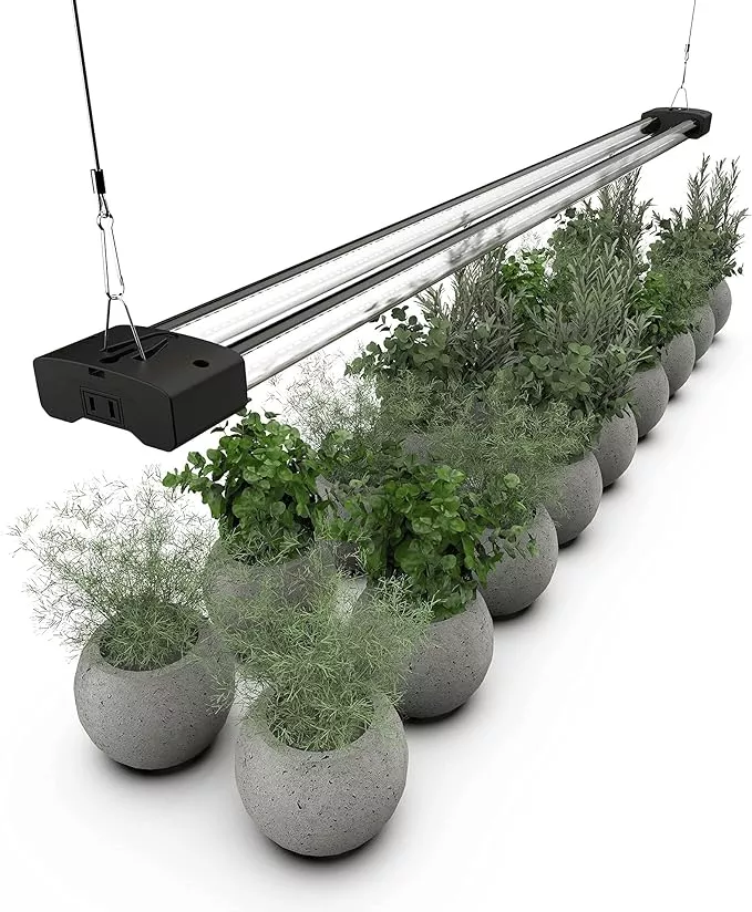 BoostGro LED Grow Light Full Spectrum 5000K Daylight + 660nm Red Linkable Indoor Plant Lighting Fixture Tubes (4 FT, Black)