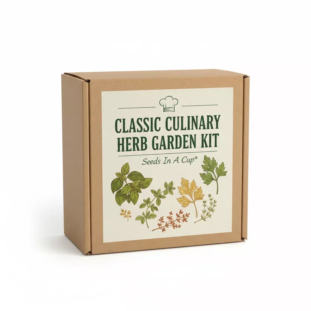 Classic Culinary Herb Garden Kit | Basil, Oregano, Parsley & Thyme | Seeds In A Cup