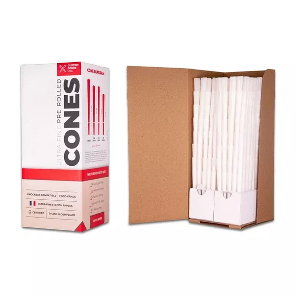 Custom Cones 98mm Reefer Pre-Rolled Cones - Refined White [800 Cones per Box]