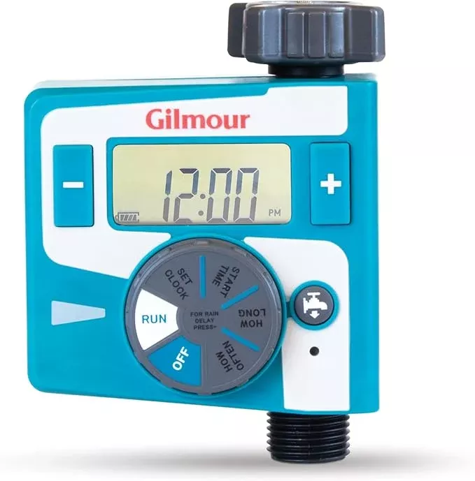 Gilmour Single Outlet Electronic Water Timer for Garden Hose, Irrigation Timer for Sprinklers and Drip Lines, Blue