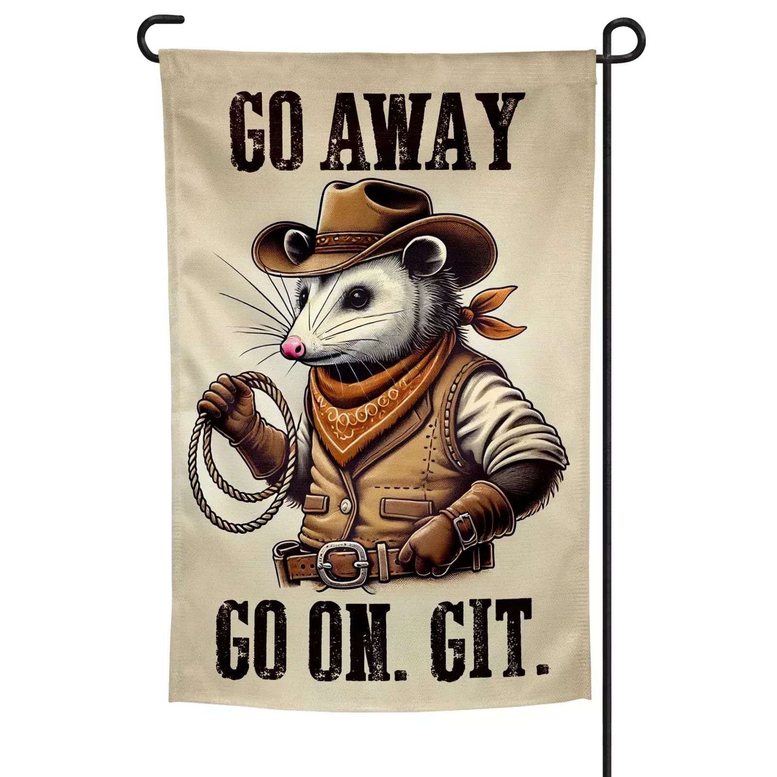 Go Away. Go On. Git. Garden Flag