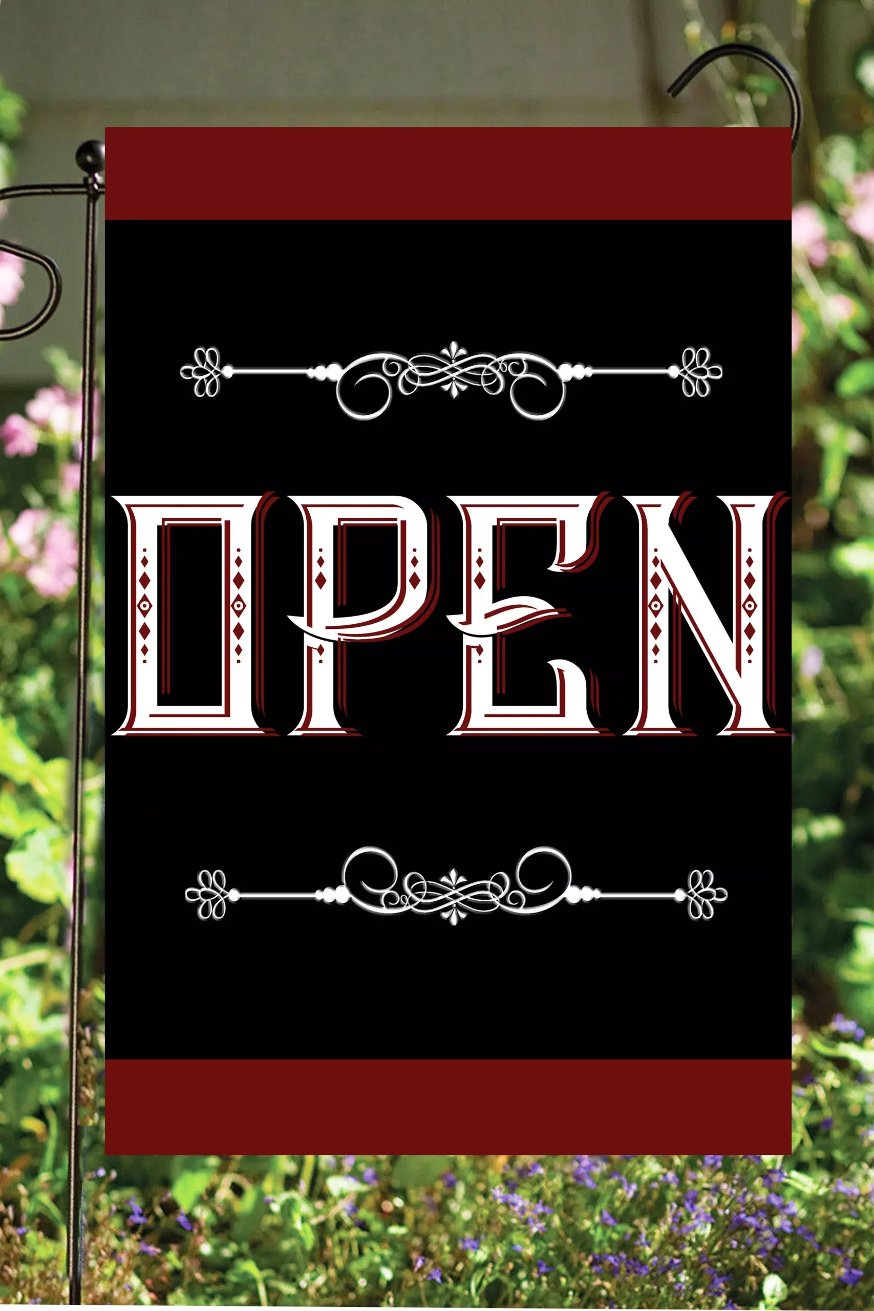 Open on Black Garden Flag