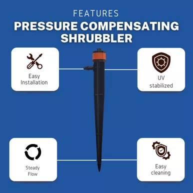 Pressure Compensating Shrubbler on Stake