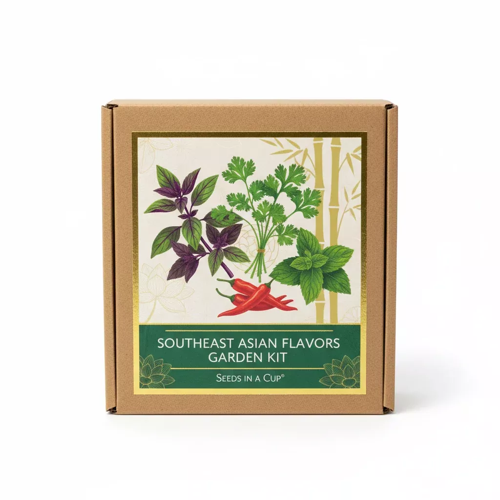 Southeast Asian Flavors Garden Kit | Basil, Cilantro, Mint & Jalapeno Pepper | Seeds In A Cup