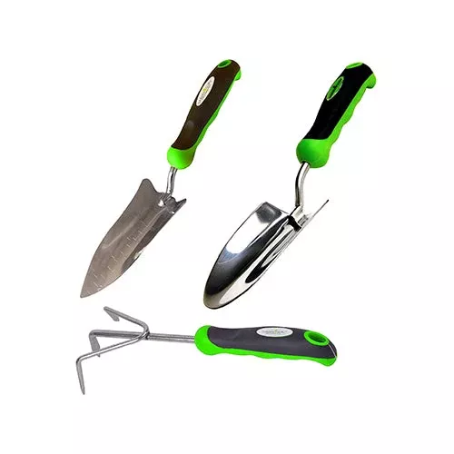 Stainless Steel 3pc Gardening Tool Set (Includes Trowel Transplanter Cultivator)