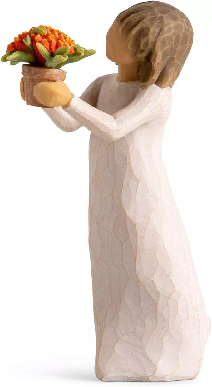 Willow Tree Little Things That Make a Big Difference, Figure Holds Milkweed Plant for Monarch Butterflies, Thank You for Volunteers, Essential Workers, Gardeners, Sculpted Hand-Painted Figure