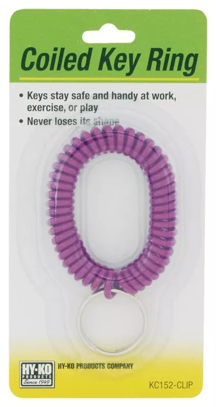 Wrist Coil Key Ring With Split Ring, Assorted Colors